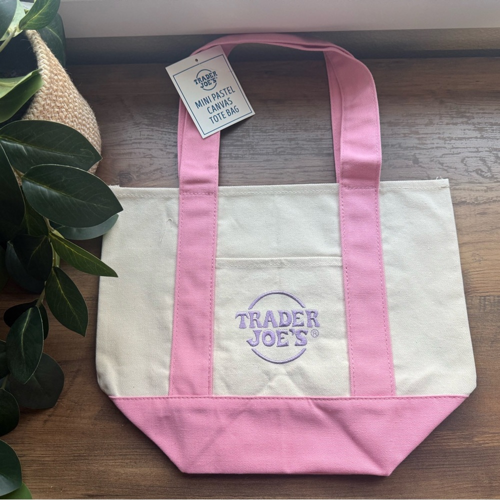 Trader Joe's Pink Mini Canvas Tote Bag